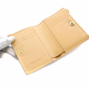 BOTTEGA VENETA イントレチャート 二つ折り財布 レザー ベージュ