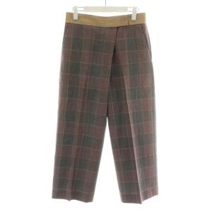 パンツ ウール チェック柄 ジッパーフライ 36 グレー レッド