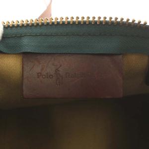 POLO RALPH LAUREN ブラックウォッチ ボストンバッグ ハンドバッグ ショルダーバッグ チェック柄 PVC レザー 緑 グリーン 茶 ブラウン