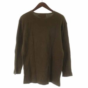 RRL RALPH LAUREN ニット カットソー コットン ロゴプリント ポケット 長袖 S カーキ