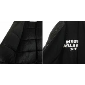 MSGM 18AW 中綿コート ロング ジップアップ リバーシブル ロゴプリント フード XS ブラック