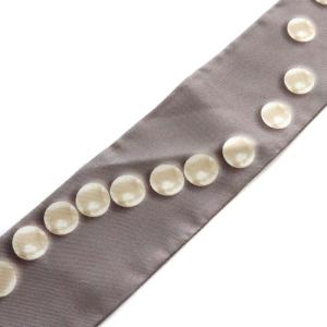 CHANEL ココマーク パールプリント スカーフ シルク グレー