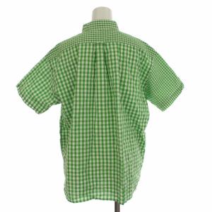 BEAMS BOY 22SS サッカー クレイジー ボタンダウン ショートスリーブシャツ チェック ブラウス 半袖 緑 グリーン 白 ホワイト