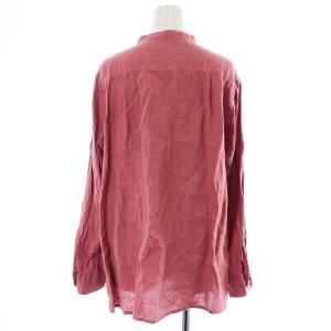 agnes b. 19SS ブラウス シャツ 長袖 バンドカラー ヘンリーネック 麻 リネン イ 1 ピンク