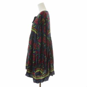 GRACE CONTINENTAL 21AW パネルフラワープリントトップ ブラウス シャツ 長袖 36 ネイビー