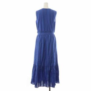 GRACE CONTINENTAL 22SS ドビー刺繍ロングワンピース マキシ ノースリーブ 36 ブルー