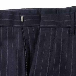 PRADA スラックスパンツ テーパードパンツ ロング ウール ストライプ 46 ネイビー