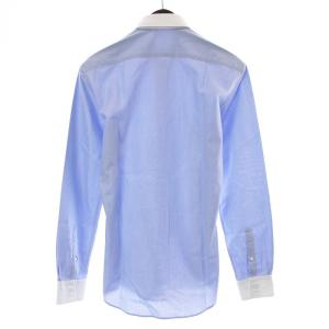 lucien pellat finet クレリックシャツ ワイシャツ 長袖 イラスト刺繍 S ライトブルー ホワイト