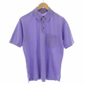 ポロシャツ カットソー 半袖 ロゴ刺繍 イタリア製 パープル