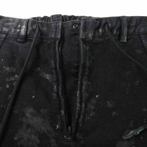 RIPVANWINKLE 20-21AW モーターサイクルレイヤード デニムパンツ ジーンズ スキニー スリム 硫化染め ランダムスクラッチ加工 ディ?プダストダイ加工