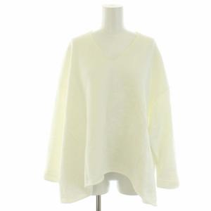 ワイドスウェット トレーナー Vネック 長袖 裏起毛 36 ホワイト