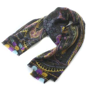 ストール マフラー カットオッフ 総柄 カシミヤ シルク混 マルチカラー