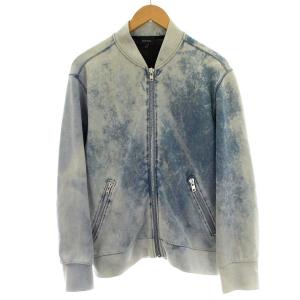 ブリーチ加工 スウェット ジャケット MA-1 ボンバージャケット M 青 ブルー