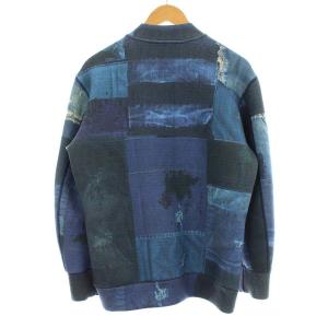 DIESEL スウェット デニム 転写プリント ボンバー ジャケット MA-1 L相当 青 ブルー