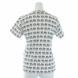 PLAY Comme des Garçons AD2005 Tシャツ カットソー 半袖 総柄 プリント ワッペン S 白 ホワイト 黒 ブラック