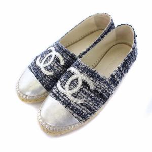 ココマーク ツイード エスパドリーユ 37 ネイビー シルバー G29762