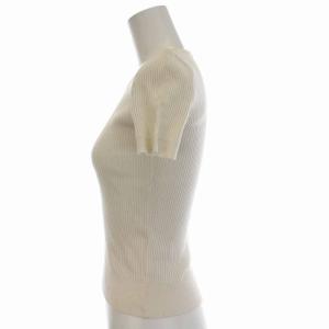 CHANEL 96P リブニット カットソー ヴィンテージ ココマーク 半袖 コットン 40 M 白 ホワイト P06575