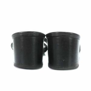 HERMES Oasis ヘップサンダル エナメル チャンキーヒール ローヒール 37.5 ブラック