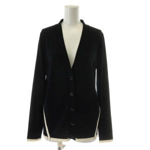 パリ Paris カーディガン 長袖 ウール XS 黒 ブラック 白 ホワイト