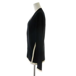 LANVIN パリ Paris カーディガン 長袖 ウール XS 黒 ブラック 白 ホワイト