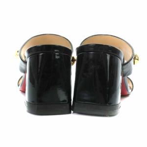 Christian Louboutin  SIMPLE BILLE 55 サンダル エナメル チャンキーヒール ハイヒール 38 黒