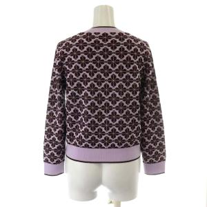 kate spade new york カーディガン 総柄 長袖 クローバー XS パープル