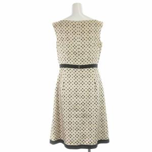 TOCCA フレアワンピース ひざ丈 ドット 水玉 リボン ノースリーブ 2 M ベージュ 黒 ブラック