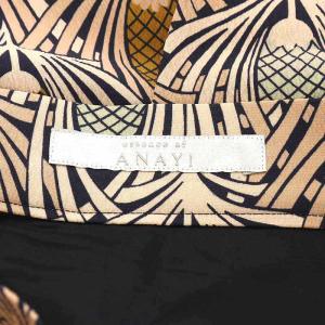 ANAYI 17SS フレアスカート プリーツスカート ひざ丈 総柄 36 S ピンクベージュ 紺 ネイビー