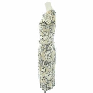ETRO ワンピース 半袖 花柄 ひざ丈 ベルト 40 S ベージュ