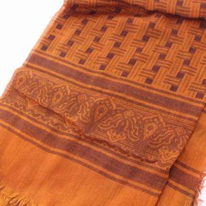 ETRO カシミヤ シルク スカーフ ショール 大判 フリンジ オレンジ