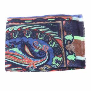 ETRO ストール ウール シルク混 総柄 マルチカラー