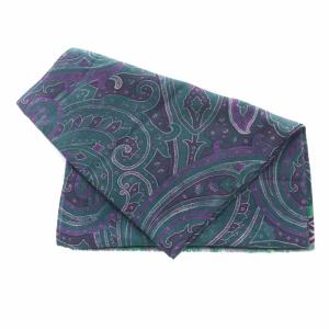 ETRO ストール カシミヤ シルク混 総柄 グリーン パープル
