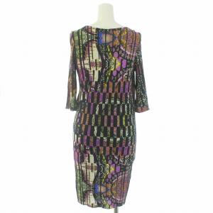 ETRO ワンピース ひざ丈 七分袖 総柄 38 XS マルチカラー