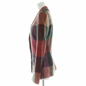 ETRO テーラードジャケット シルク混 チェック 38 赤