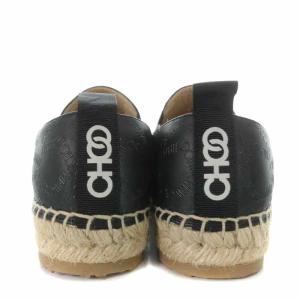 JIMMY CHOO 20AW LICHI FLAT スリッポン フラットシューズ エスパドリーユ フラット レザー ロゴ 35.5 22.5cm