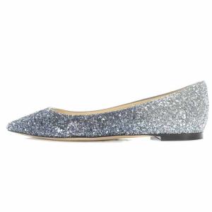JIMMY CHOO ROMY FLAT パンプス フラット ポインテッドトゥ グリッター グラデーション 35 ネイビー