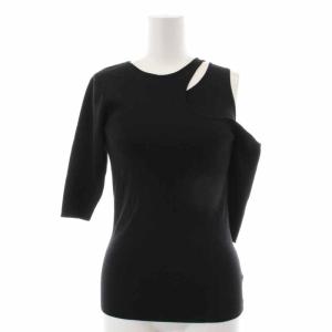 19SS SLIP NECK KNIT 変形 カットソー 五分袖 黒 ブラック