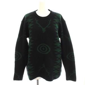 ターゲットロゴ ニット 長袖 ウール セーター 2 M 黒 ブラック グリーン 緑