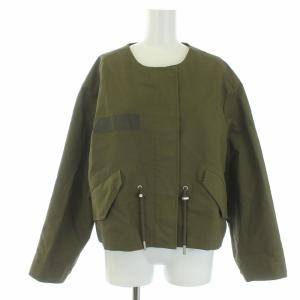 21AW ノーカラージャケット ブルゾン ジップアップ 38 M カーキ