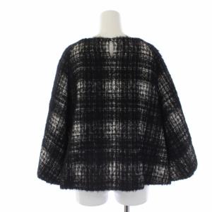 ADORE ジャケット プルオーバー 七分袖 ツイード チェック アルパカ モヘヤ 38 ブラック
