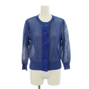 カーディガン メッシュ ビジュー シースルー GL-118333 七分袖 38 S-M 青 ブルー