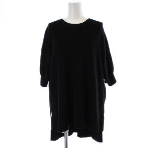 22SS ニット カットソー 五分袖 クルーネック 薄手 ブラック