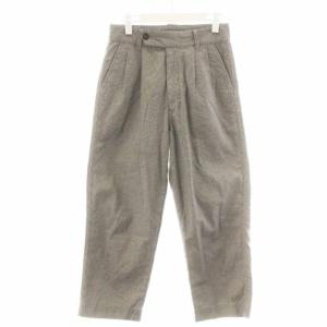 ワイドパンツ ジップフライ 千鳥柄 リネン混 1 グレー