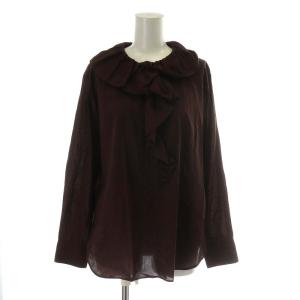 21SS ブラウス シャツ 長袖 コットン 1 S 茶 ブラウン