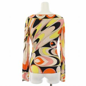 Emilio Pucci カットソー Tシャツ シルク Vネック 総柄 長袖 36 マルチカラー