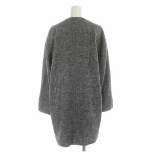 Drawer ノーカラーコート ロング ウール混 アルパカ混 モヘヤ混 36 グレー