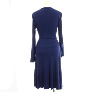 ISSA LONDON ワンピース シルク100% タイト ひざ丈 長袖 UK8 ブルー