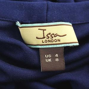 ISSA LONDON ワンピース シルク100% タイト ひざ丈 長袖 UK8 ブルー