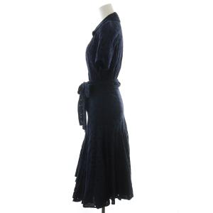 DIANE von FURSTENBERG ワンピース 半袖 リボンベルト レース 4 ネイビー