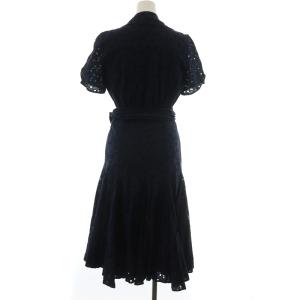 DIANE von FURSTENBERG ワンピース 半袖 リボンベルト レース 4 ネイビー